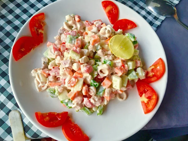 Vegetable Salad Mayonnaise Seafood Cafe — Stock Photo, Image