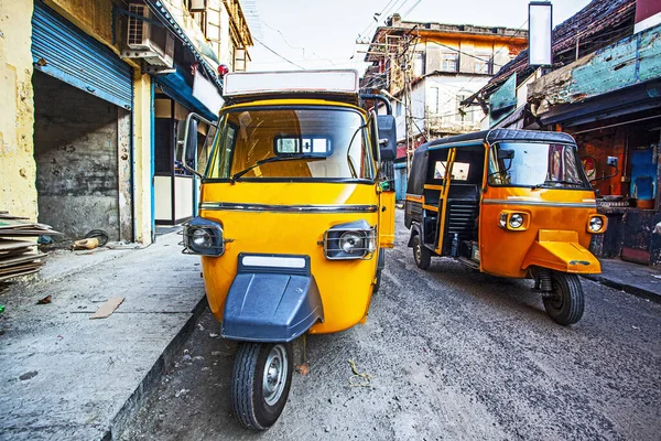 Traditional indian transportation - motor rikshaw on the streetsd of Fort Kochin, Kerala, India