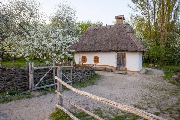 Casas Madeira Árvores Coloridas Tomadas Parque Outono Museu Pirogovo Kiev — Fotografia de Stock