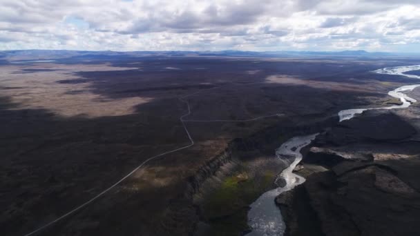 Gullfoss Waterval Rivier Ijslandse Landschappen Ingenomen Met Drone — Stockvideo
