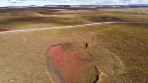 Landschaft Der Roten Erde Islands Vulkanisch — Stockvideo