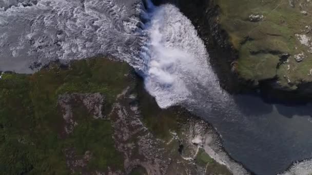 Gullfoss Waterfall River Icelandic Landscapes Taken Drone — Vídeo de Stock