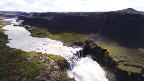 Gullfoss Waterfall River Icelandic Landscapes Taken Drone — Video Stock