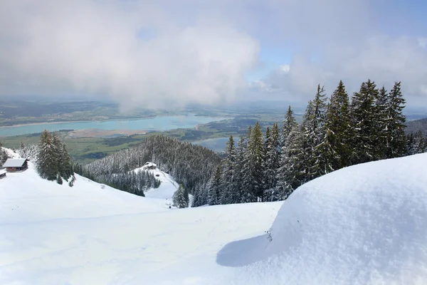 Montagnes Alpines Avec Lac Dans Vallée Bavière Allemagne — Photo