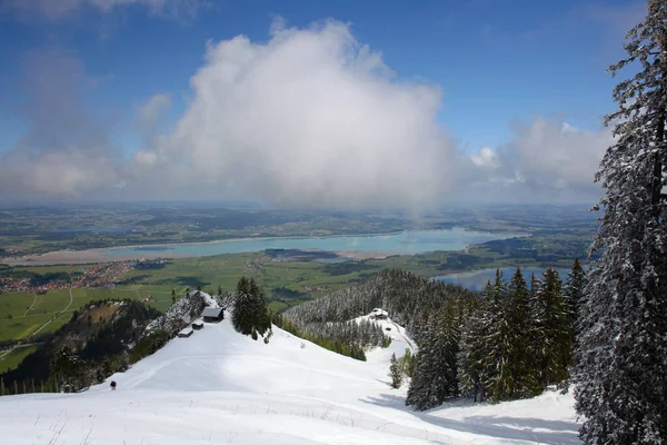 Alp Βουνά Λίμνη Στην Κοιλάδα Στη Βαυαρία Γερμανία — Φωτογραφία Αρχείου