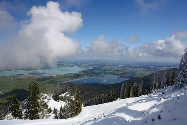 Alpok Hegyek Tóval Völgyben Bajorországban Németországban — Stock Fotó