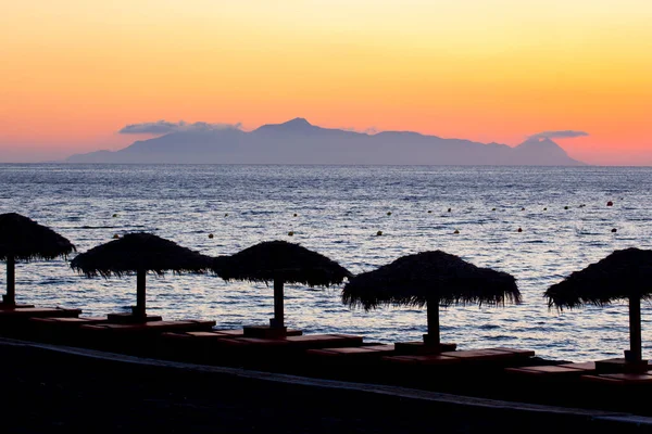 Beautiful Sunset Taken Beach Perissa Santorinin Island Greece — Stockfoto