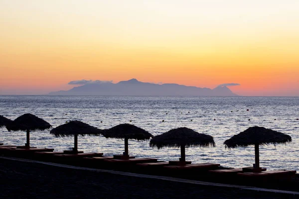 Beautiful Sunset Taken Beach Perissa Santorinin Island Greece — Stockfoto