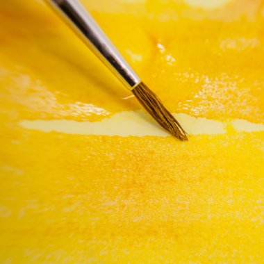 sarı boyalı arka plan ve fırça