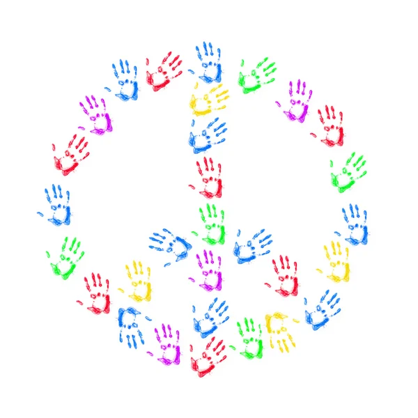 Hands prints of Peace sign — Stock Photo, Image