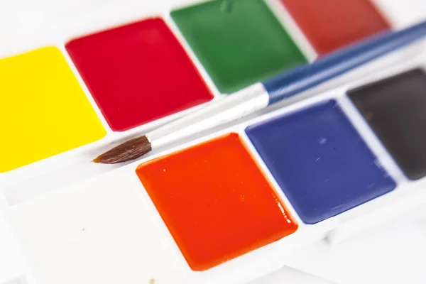 Watercolors and brush — Stock Photo, Image