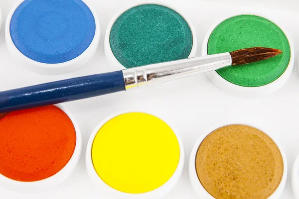 Watercolors and brush — Stock Photo, Image