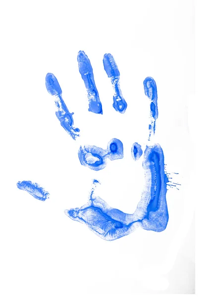 Impressão de mão azul colorida — Fotografia de Stock