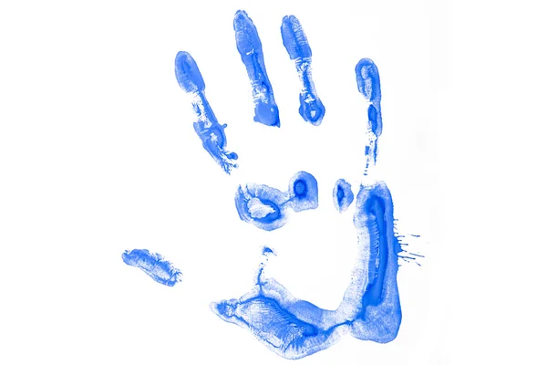 Цветная синяя отпечаток руки — стоковое фото
