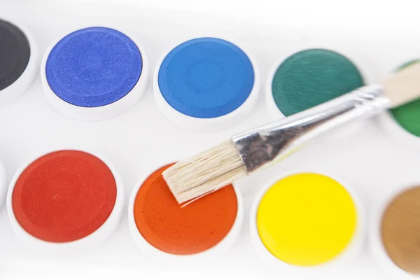 Watercolors and brushe — Stock Photo, Image