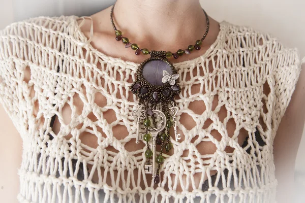 Handmade necklace — Stock Photo, Image