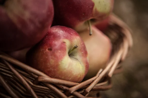 Ώριμα μήλα μήλα στο καλάθι — Φωτογραφία Αρχείου