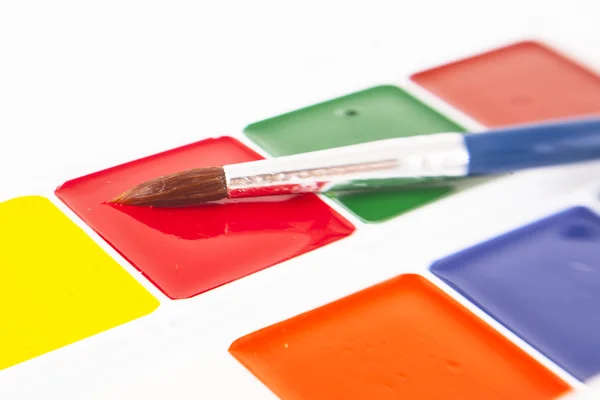 Watercolors and brush — Stock Photo, Image