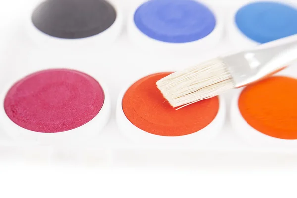 Watercolors and brush — Stock Photo, Image