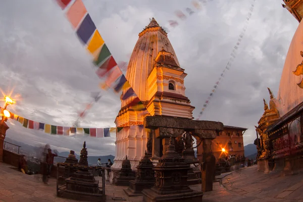 Pohled Swayambhunath v noci — Stock fotografie