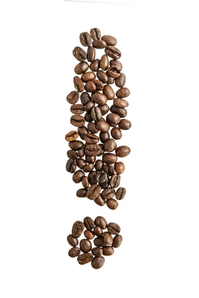 Exclamation mark from coffee beans — Stock Photo, Image