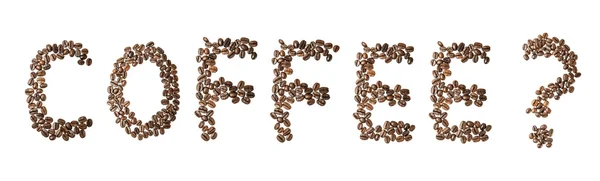 Słowo "kawy" wykonany z ziaren kawy — Zdjęcie stockowe