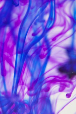 Mavi ve mor sıvı su içinde