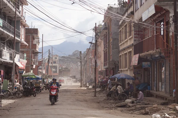 Traffic jam en luchtverontreiniging in centrale Kathmandu — Stockfoto