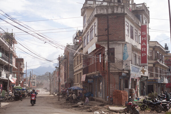 Traffic jam and air pollution in central Kathmandu