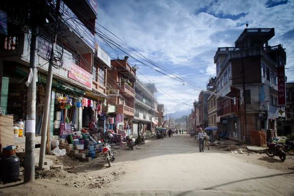 Engarrafamento e poluição do ar no centro de Katmandu — Fotografia de Stock