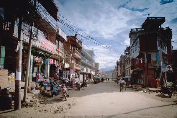 Engarrafamento e poluição do ar no centro de Katmandu — Fotografia de Stock