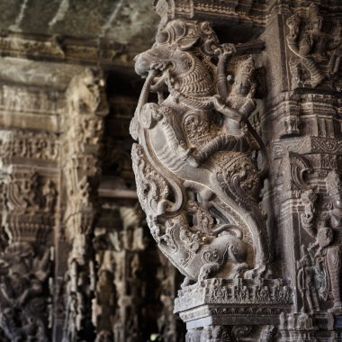 Ancient stone carvings in Varadaraja Temple clipart