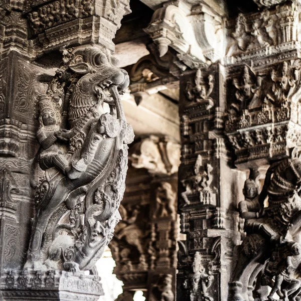 Antigas esculturas em pedra no Templo Varadaraja — Fotografia de Stock