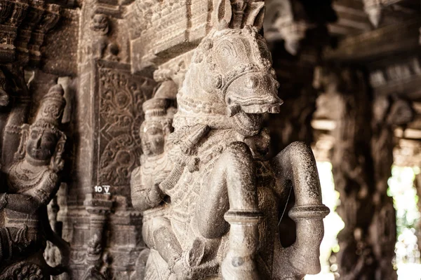 Antigas esculturas em pedra no Templo Varadaraja — Fotografia de Stock