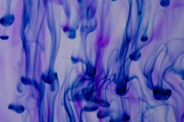 Mavi ve mor sıvı su içinde