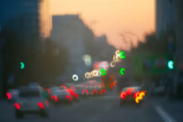 Vista da rua com o estilo borrão fazendo cena bokeh — Fotografia de Stock