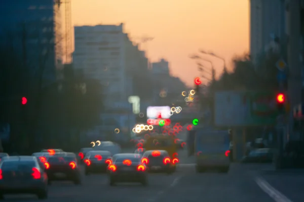 Vista da rua com o estilo borrão fazendo cena bokeh — Fotografia de Stock