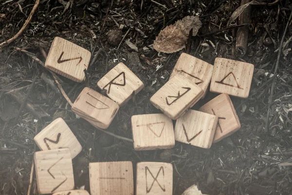 Trä runor på marken — Stockfoto
