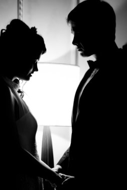 birlikte sonsuza kadar ve asla ayrı ve yeni evli bir çift