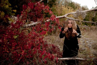 Güzel genç kız arasında renkli duran siyah elbiseli bırakır