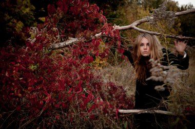 Güzel genç kız arasında renkli duran siyah elbiseli bırakır