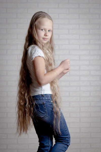 Pretty Blond girl with long hair — Stock Photo, Image