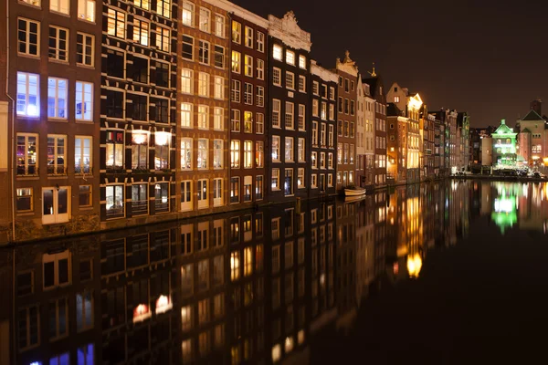 Amsterdam street at night — Stock Photo, Image