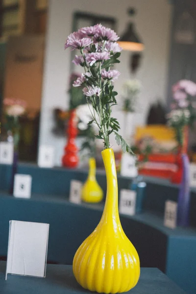 Fiore vicino alla finestra. giallo — Foto Stock