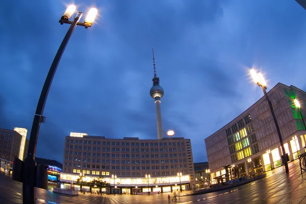 Alexanderplatz at dusk in Berlin, Germany — Stock Photo, Image