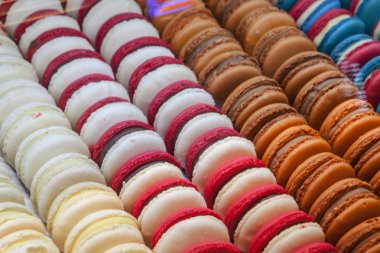 renkli taze makarons pasta plaka