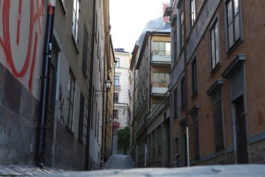 eski şehrin dar sokak (gamla stan) Stokholm, İsveç