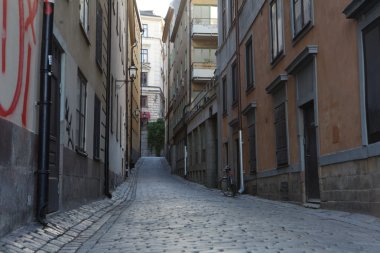 eski şehrin dar sokak (gamla stan) Stokholm, İsveç