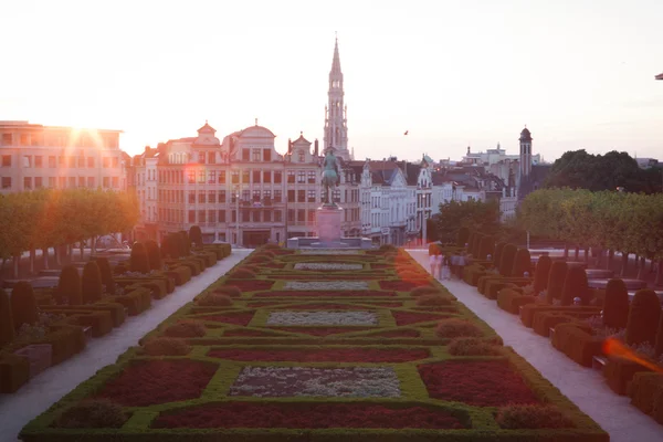 Panoráma města Bruselu Mont des Arts za soumraku — Stock fotografie