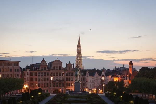 Panoráma města Bruselu Mont des Arts za soumraku — Stock fotografie